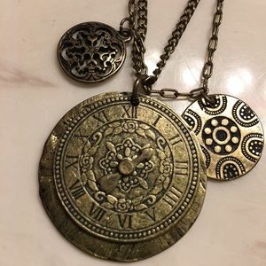 Long detailed compass necklace